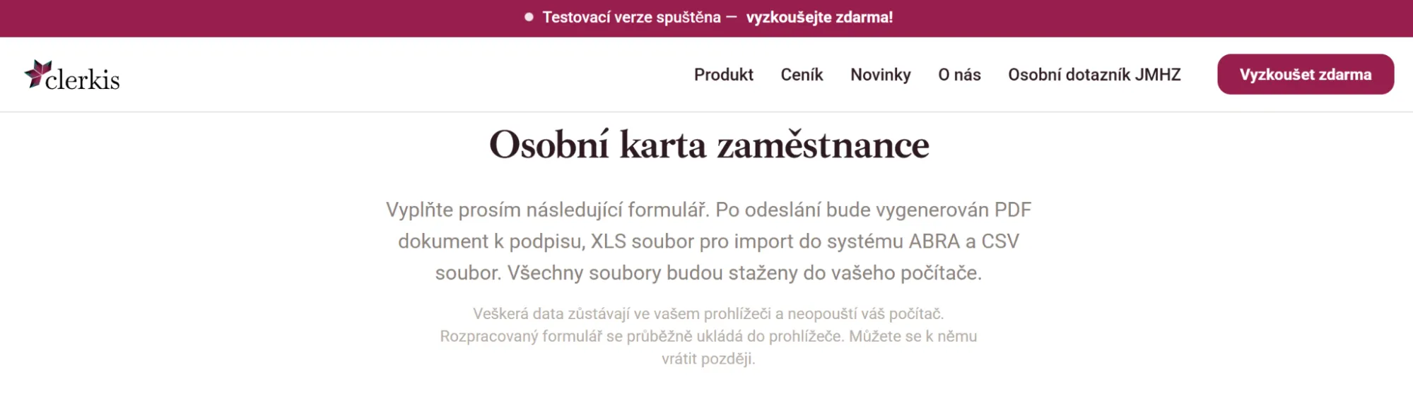 Osobní karta zaměstnance